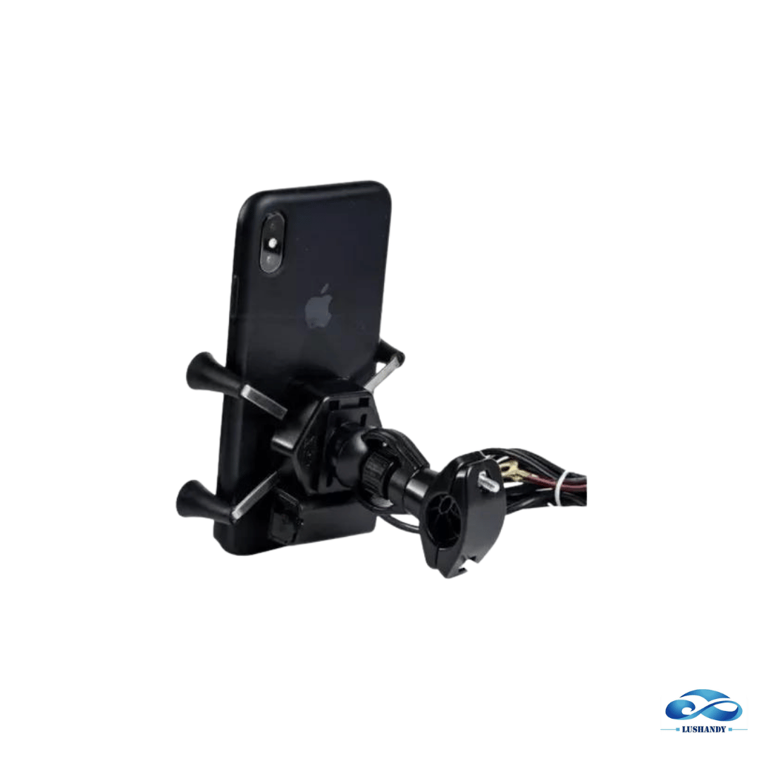 Soporte De Celular  Con Cargador Para Moto Montado Al Manubrio