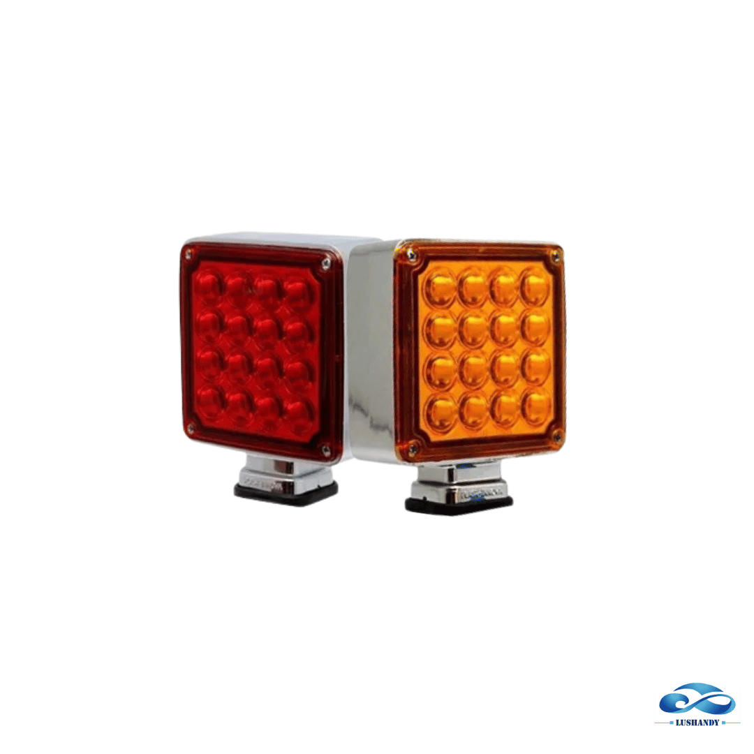 Foco Cuadrado32 Led Doble Cara Para Camiones Color Rojo Amarillo 12-24V