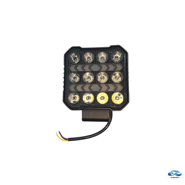 Foco Neblinero 12 Led Cuadrado Blanco Con Estrobo En Las Flechas  40W 12V-24V