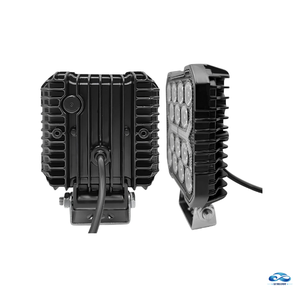 Foco Neblinero 14 Led Cuadrado Blanco Al Centro  Con Estrobo  42W 12V-24V