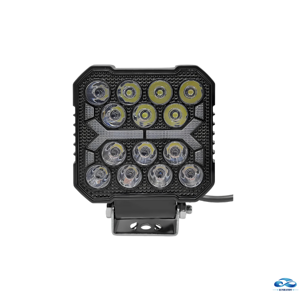 Foco Neblinero 14 Led Cuadrado Blanco Al Centro  Con Estrobo  42W 12V-24V