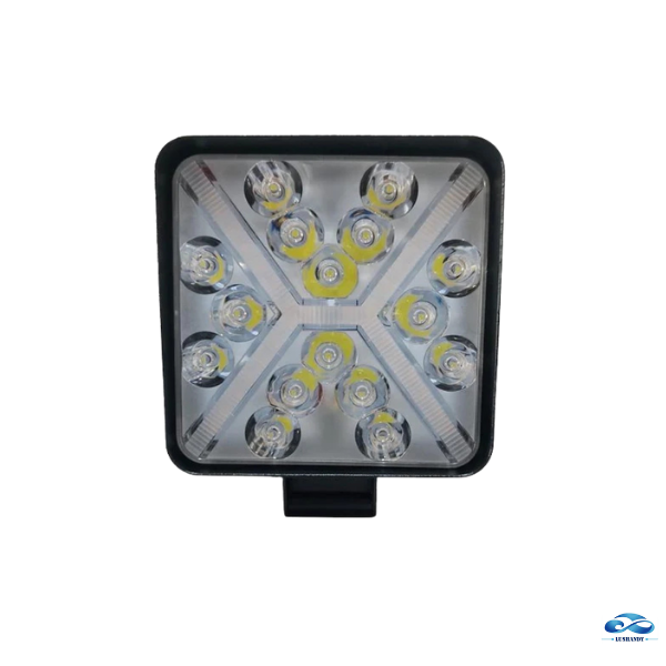 Foco Neblinero 16 Led Cuadrado Blancos Con Destello Amarillo 42W 12V-24V