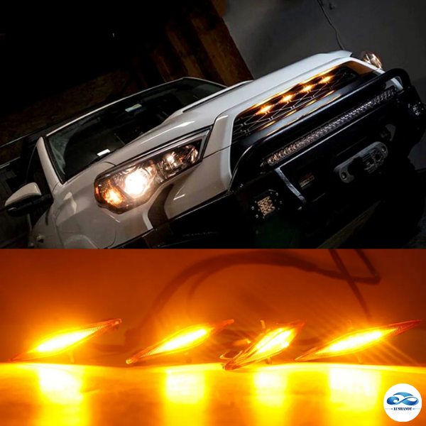 Luces Tipo Raptor Color Ámbar Para Parrilla Delantera De Auto 12V