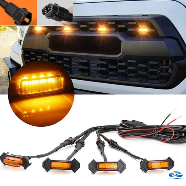 Luces Tipo Raptor Pequeñas Color Ámbar Para Parrilla Delantera De Auto 12V
