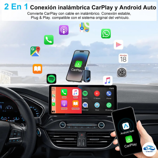 Carplay Inalámbrico 2 En 1, Convertidor Android Auto