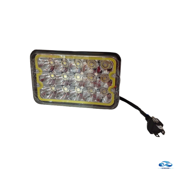 Foco LED Rectangular Automotriz con Aro Amarillo