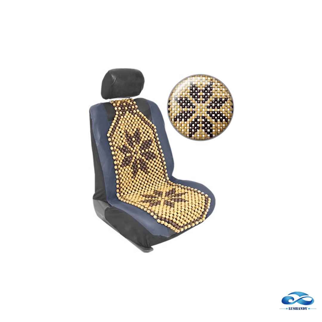 Respaldo Asiento Bolas Madera Bambú Respaldo Flor Beige Respaldo Asiento Bolas Madera Bambú Respaldo Flor Beige