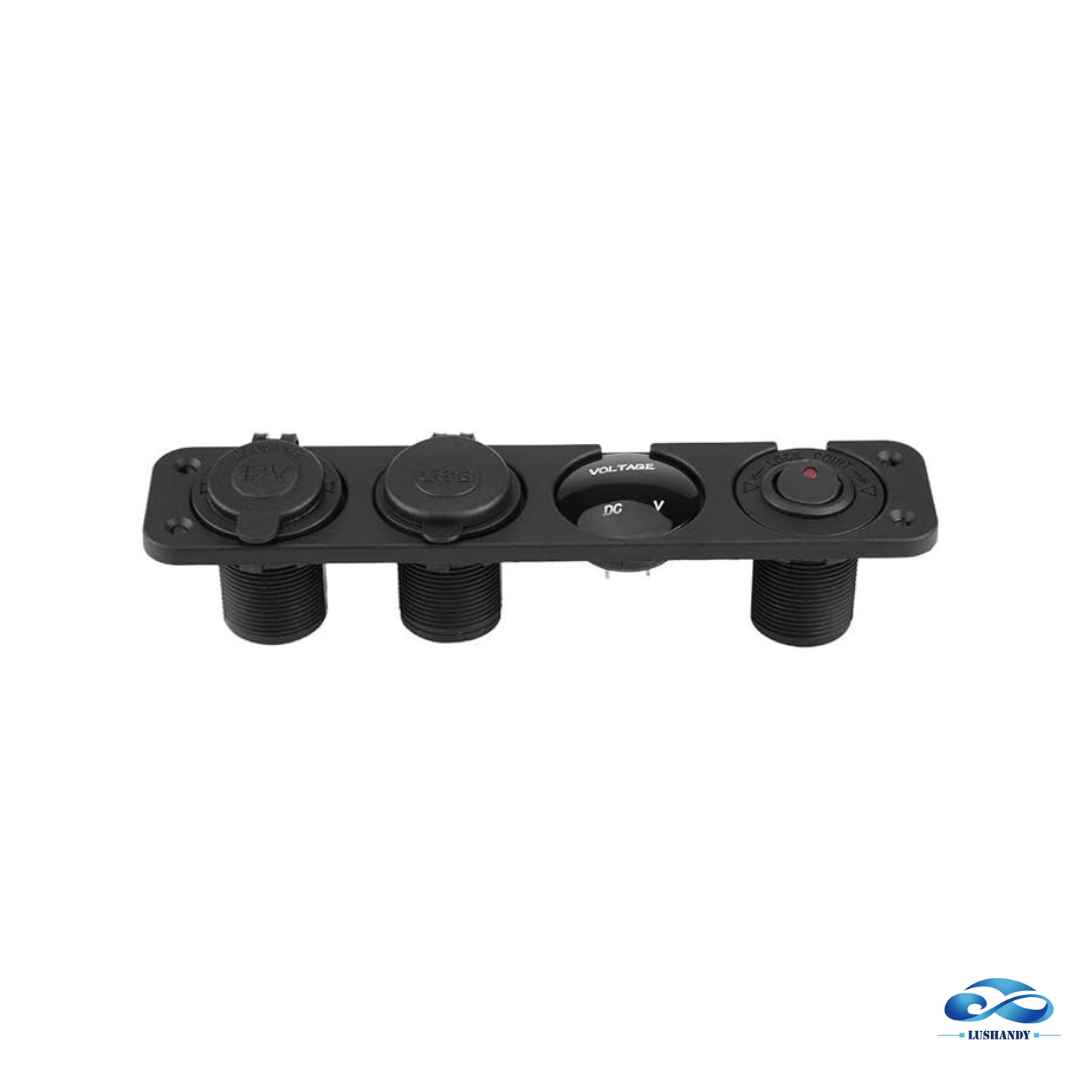 Panel Recto De Conectores USB Cargador Encendedor + Voltímetro + Encendido Y Apagado 12-24v Panel Recto De Conectores USB Cargador Encendedor + Voltímetro + Encendido Y Apagado 12-24v