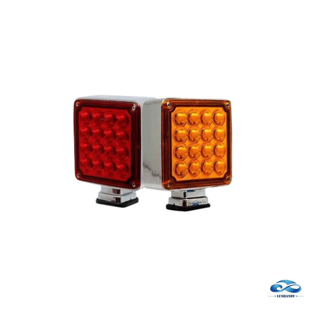 Foco Cuadrado32 Led Doble Cara Para Camiones Color Rojo Amarillo 12-24V