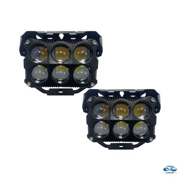 Par De Focos Neblinero 6 Led Con Lupa  Color Blanco y Amarillo 85W 12V-24V